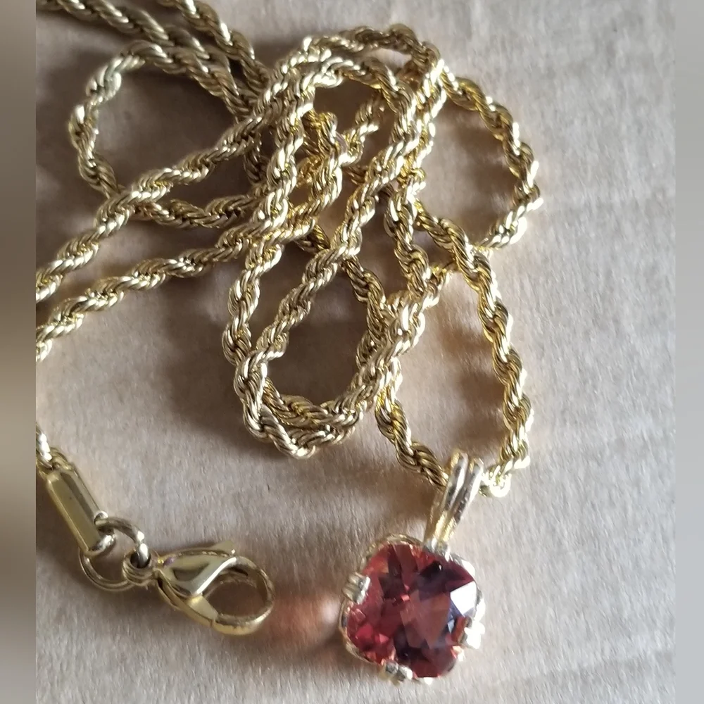 Easter Sale Vintage custom made 14k andesine sunstone  charm chain - Picture 4 of 16